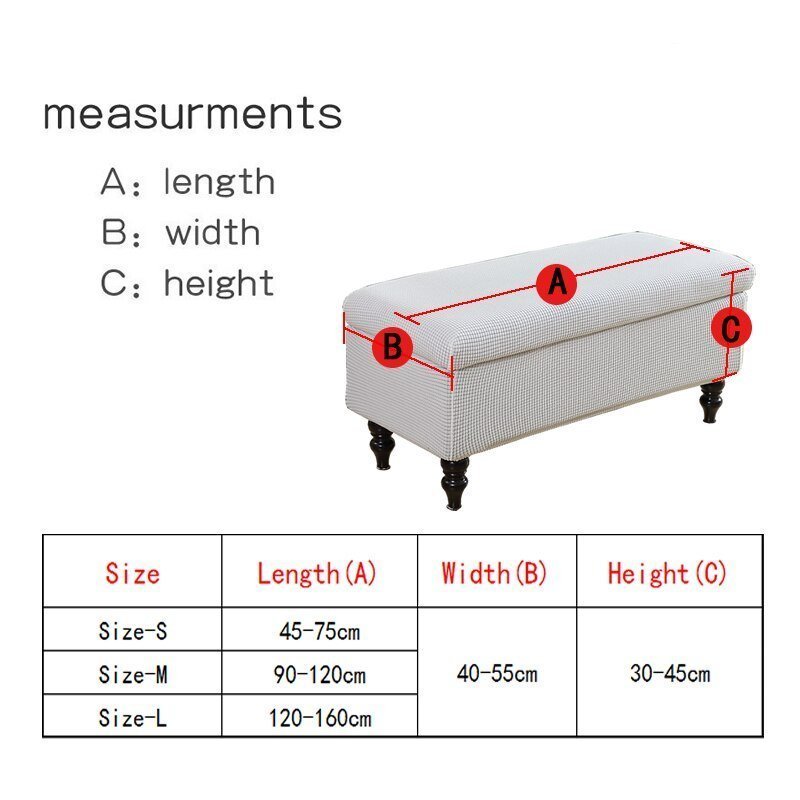 Bench Cover Rectangle (40-55)×(45-160cm) — Stylish Colours Rectangle Storage Ottoman Cover Storage Bench Cover