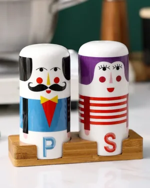 Happy Couple Clown Figures Salt & Pepper Shakers Set of 2