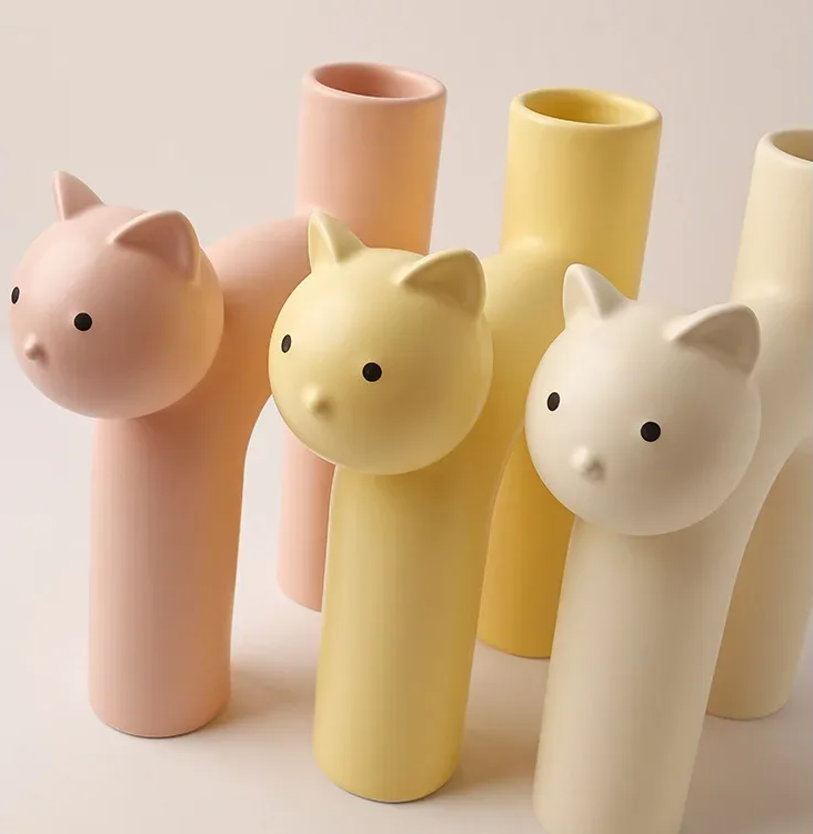 Cat-Shaped Ceramic Dried Flower Vase — Novelty Pots Cat Shape Ceramic Dried Flower Vase Novelty Pots