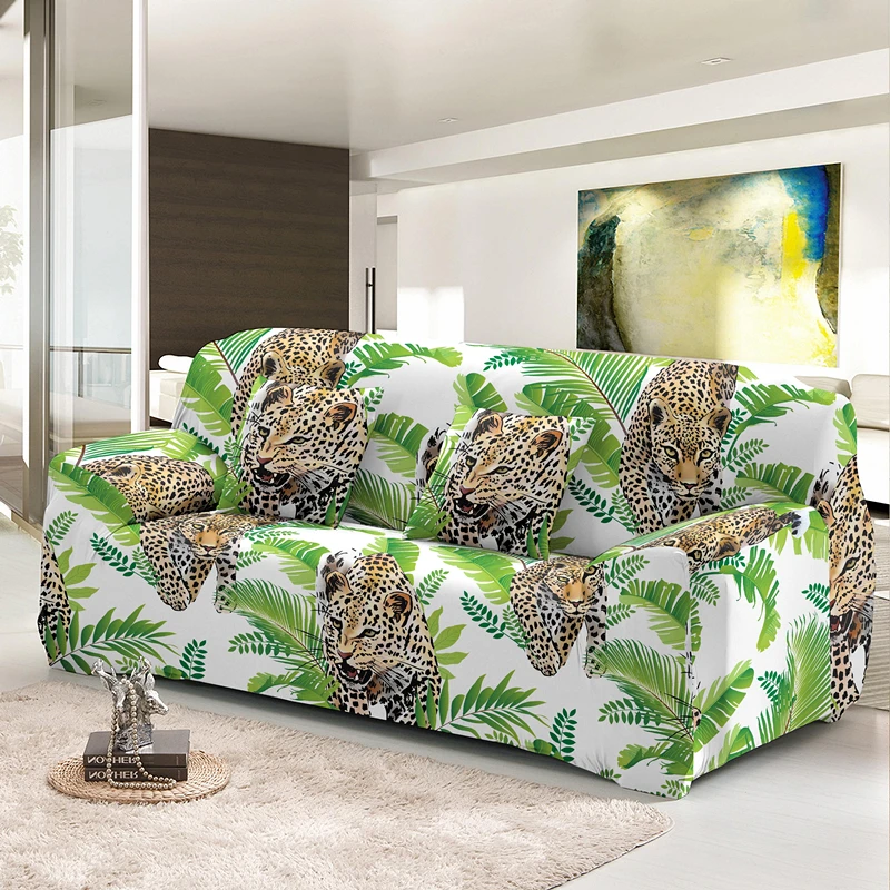 1/2/3/4 Seater & L Shape Sofa Cover — Jungle Leopard Patterns 1/2/3/4 Seater & L Shape Sofa Covers Couch Slipcover jungle leopards