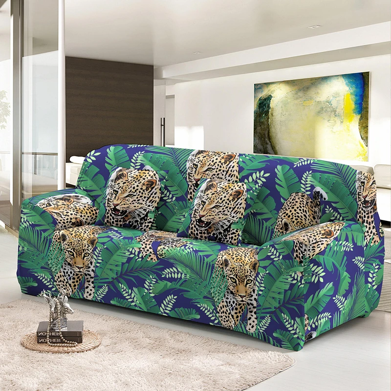 1/2/3/4 Seater & L Shape Sofa Cover — Jungle Leopard Patterns 1/2/3/4 Seater & L Shape Sofa Covers Couch Slipcover jungle leopards
