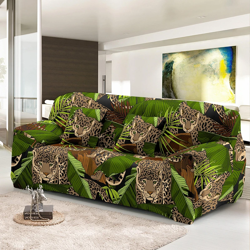 1/2/3/4 Seater & L Shape Sofa Cover — Jungle Leopard Patterns 1/2/3/4 Seater & L Shape Sofa Covers Couch Slipcover jungle leopards