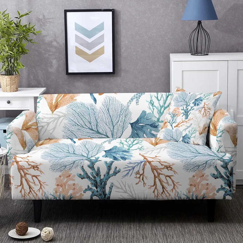 1/2/3/4 Seater & L Shape Sofa Cover — Coral Reef Charm 1/2/3/4 Seater & L Shape Sofa Covers Couch Slipcover Coral Reef Charm