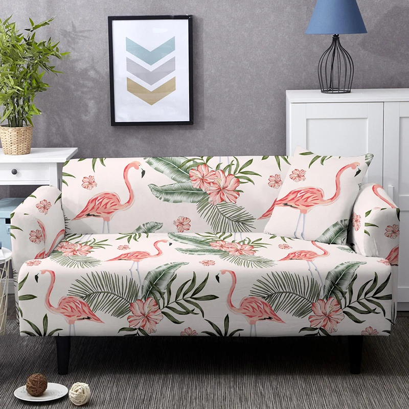 1/2/3/4 Seater & L Shape Sofa Covers Couch Slipcover Pink Flamingo