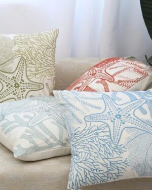 Cushion Covers Coral Reef Charm Jacquard — 45x45cm, Embroidered