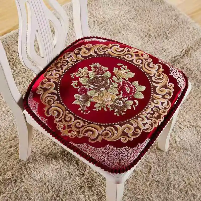 Chair Pads/Seat Pads/Seat Cushions Floral Embroidered Patterns with Ties